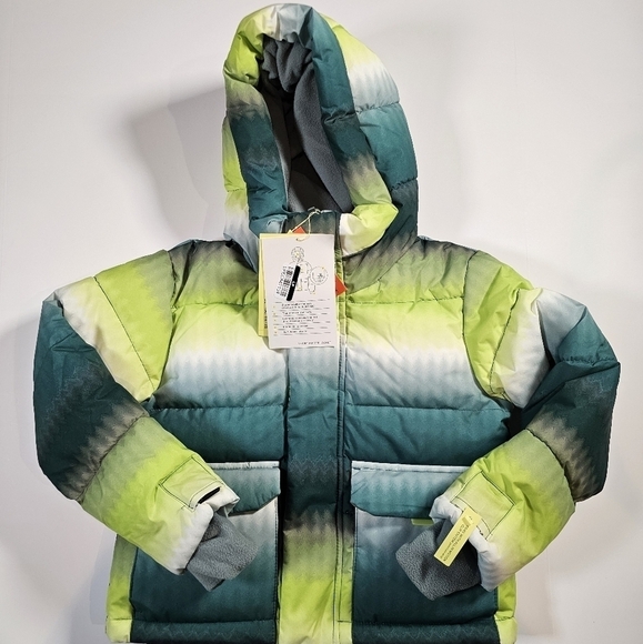 All In Motion Boys' Puffer Jacket With Hood & Cuffed Mittens Green - Picture 3 of 11